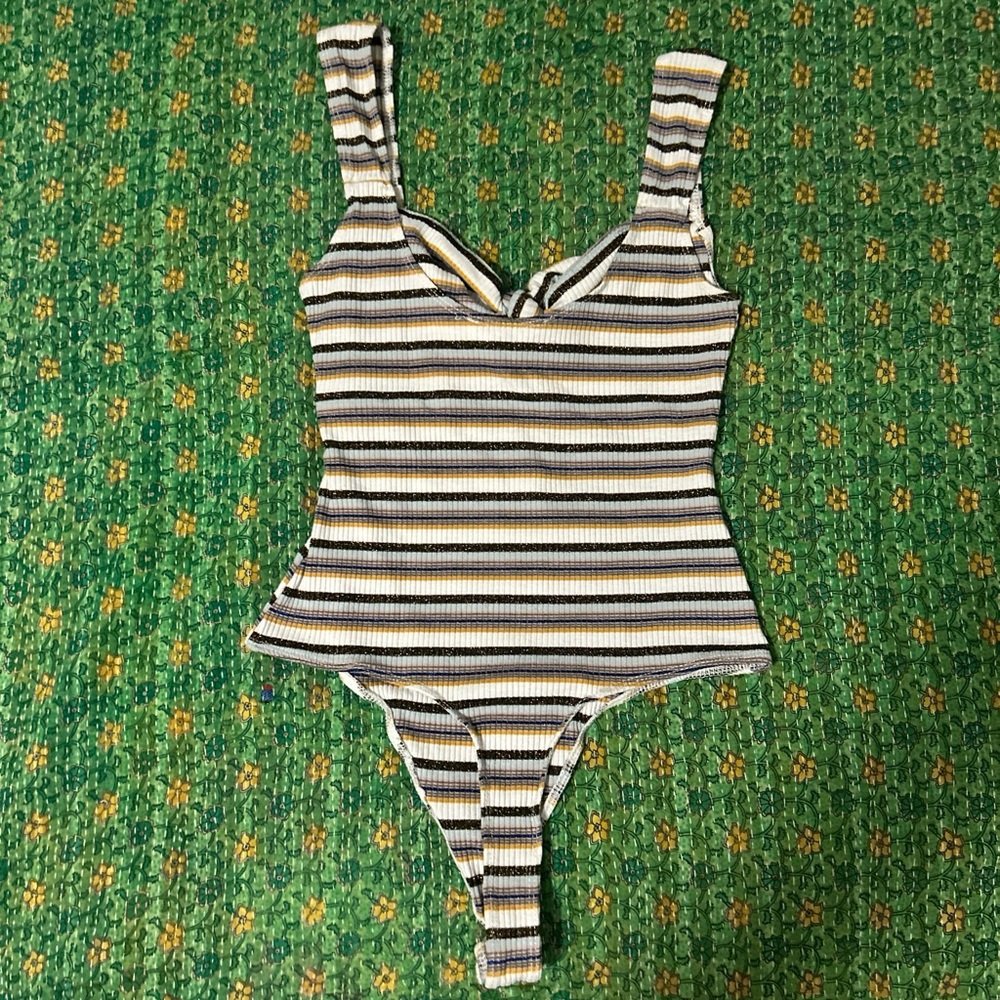Striped Ribbed Bodysuit - Picture 2 of 2